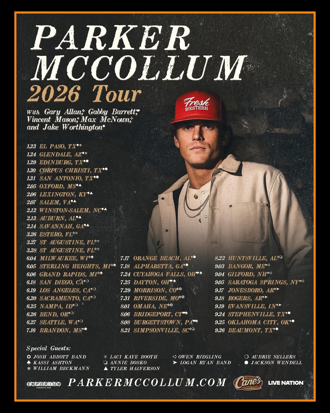 Parker McCollum Tour Poster 2026